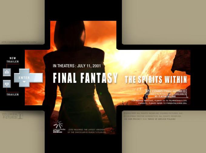 Final Fantasy: The Spirits Within official website back in 2001